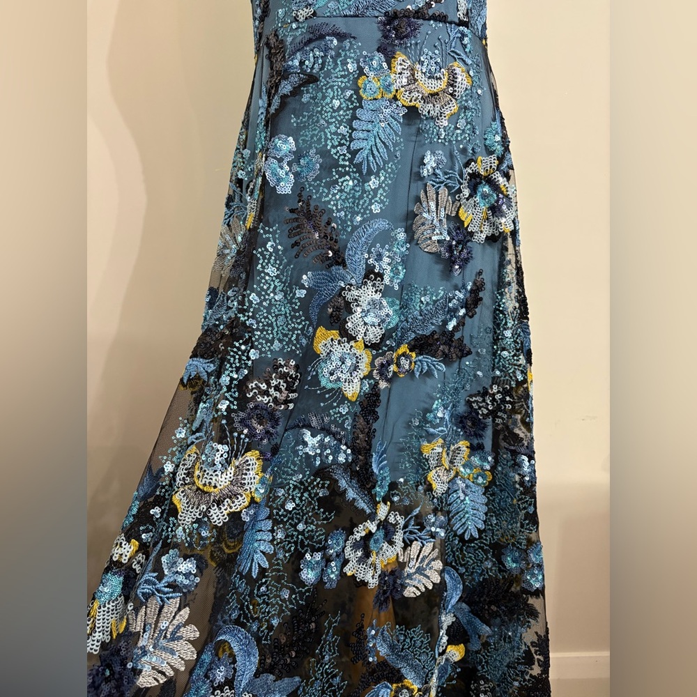 Dress The Population Umalina Sequin Floral Fit & Flare Gown Blue Sz M - Picture 7 of 14